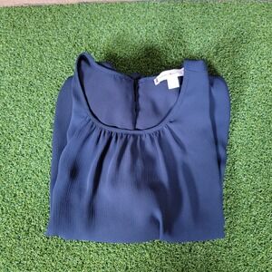 Tommy‎ Hilfiger Blouse Long Sleeve Keyhole Back Navy Blue Top Size S